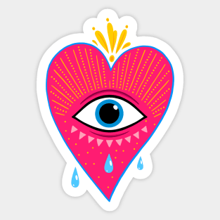 Sacred heart. All seeing eye Sticker